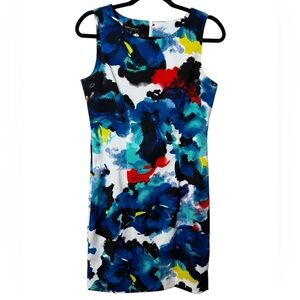 Mario Serrani size 6 Blue and Red Floral Midi Dress